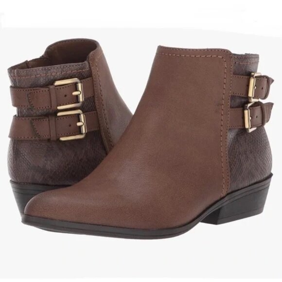 SOUL Naturalizer Heather Faux Lather Ankle Boots Brown Women's Size 7 Booties - Picture 1 of 14